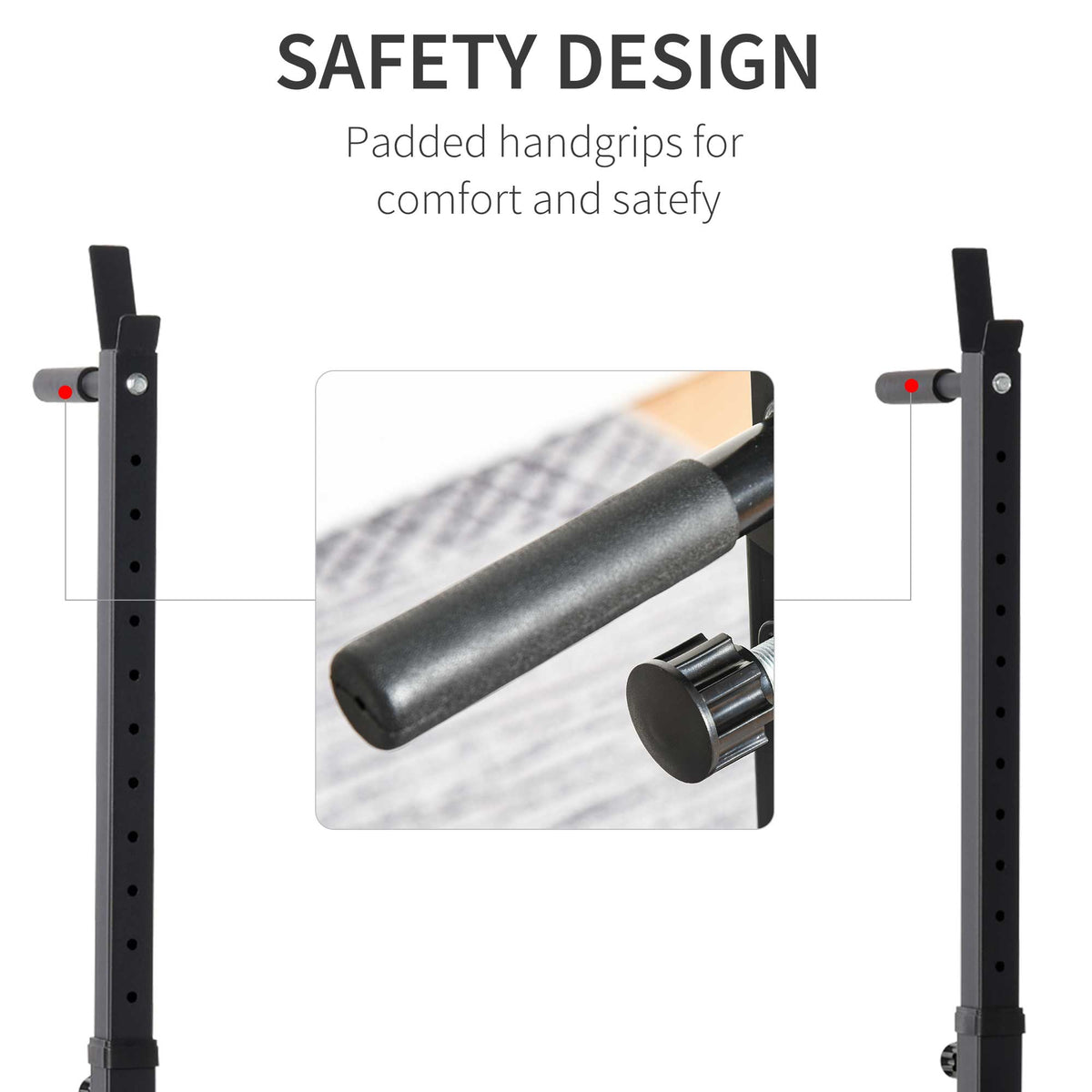 Barbell Rack, Width and Height Adjustable Dip Stand, Bench Press Rack for Home Gym Weight Lifting Fitness Workout, Max Load 150kg