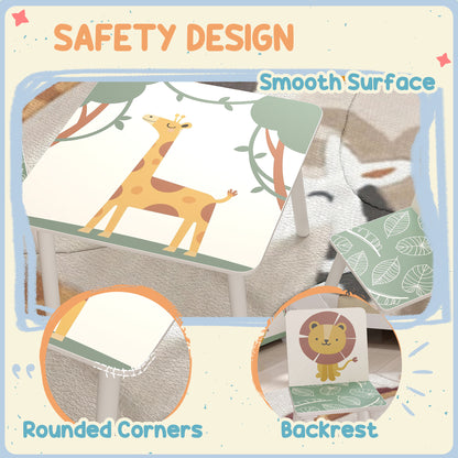 3-Piece Toddler Table and Chair Set, Kids Table with 2 Chairs Set for Bedroom, Nursery, Playroom