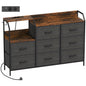 Chest of Eight Drawers, with Charging Station - Brown/Black