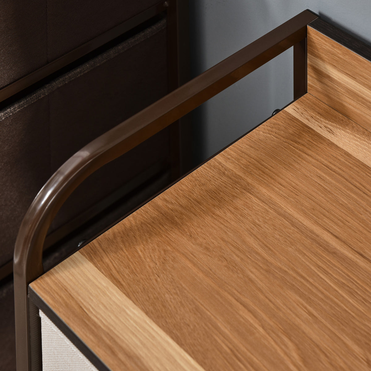 5-Drawer Dresser, 2-Tier Storage Organizer, Tower Unit for Bedroom Hallway Closets with Steel Frame Wooden Top