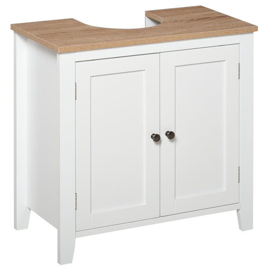 Under Sink Cabinet, Bathroom Sink Cabinet with 2 Doors, Pedestal Under Sink Design, Freestanding Bathroom Cupboard with Adjustable Shelf