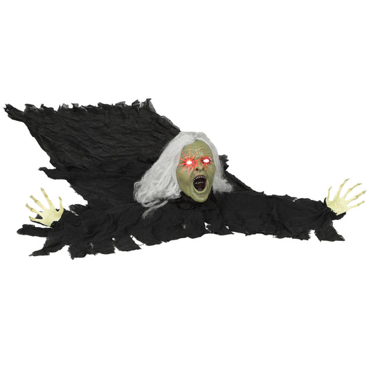 183 cm Life Size Halloween Animated Crawling Zombie with Glowing LED Eyes, Scary Halloween Decorations, Battery Operated, Indoor Outdoor Party Props