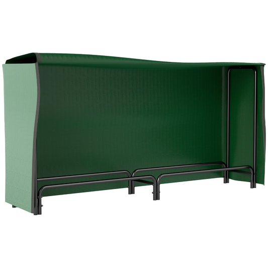 Firewood Rack with Waterproof Cover, Heavy Duty Metal Log Store Indoors, Log Storage Holder for Outdoor Indoor Fireplace, 200 x 36 x 99 cm, Dark Green