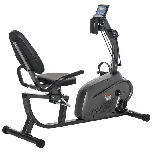 Recumbent Seated Exercise Bike, Recovery Rehab Exercise Bike Home Exerciser, 8-Level Magnetic Resistance Stationary Bike with Pad Holder, LCD Monitor, Wheels for Indoor Cardio Workout, Black