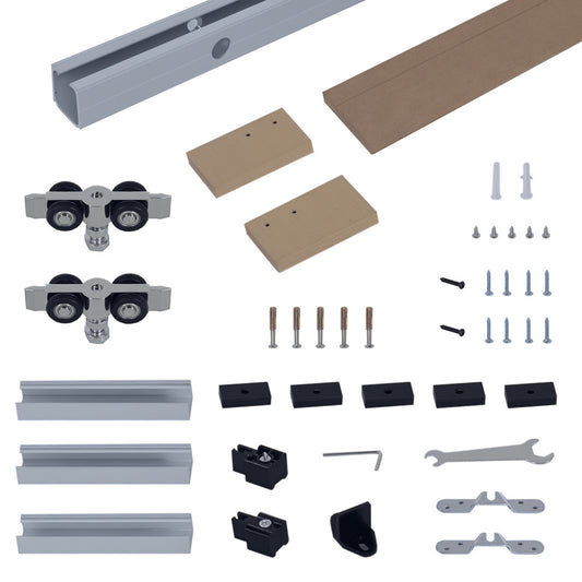 6.5FT/2000mm Modern Sliding Barn Door Closet Hardware Track Kit Aluminium Track System Unit For Single Wooden Door