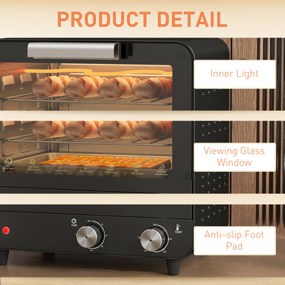 Small Toaster Oven, 12L Multifunction Mini Countertop Oven with Glass Door, Adjustable Temperature and Timer