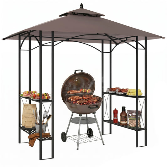 2.5 x 1.5m BBQ Tent Canopy Patio Outdoor Awning Gazebo Party Sun Shelter - Coffee