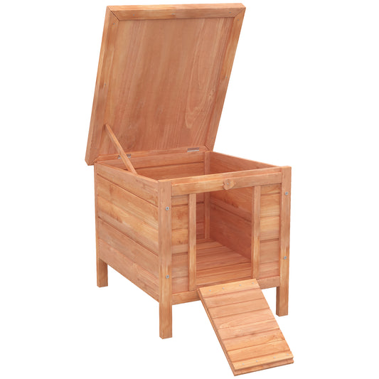 Wooden Rabbit Hutch Outdoor, Guinea Pig Hutch, Rabbit Hideaway, Cat House, Bunny Cage Small Animal House with Openable Roof, 51 x 42 x 43 cm, Natural