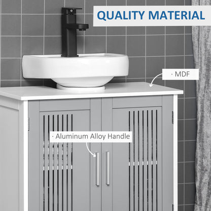 Modern Under Sink Cabinet with 2 Doors, Bathroom Vanity Unit, Pedestal Under Sink Design, Storage Cupboard with Adjustable Shelves