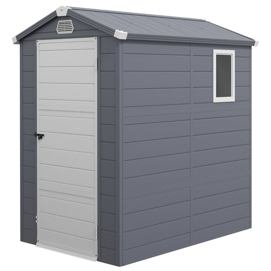 4.4ft x 6.2ft Aluminium Frame and Plastic Wall Shed, with Foundation - Grey