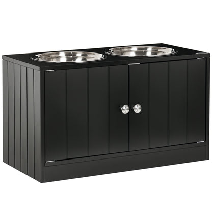 Raised Pet Feeder, with Two Bowls, Storage