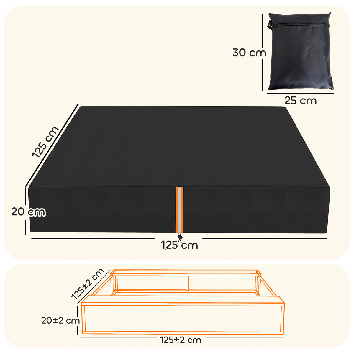 Sandbox Cover, Square Sandpit Cover Waterproof Dustproof UV Protection, Sandbox Canopy with Drawstring and Elastic Band