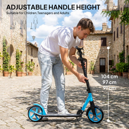 One-click Folding Kick Scooter for 14+ w/ Adjustable Handlebar, Push Scooter with Kickstand, Dual Brake System