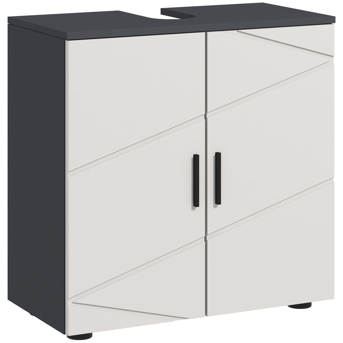Under Sink Bathroom Cabinet, Bathroom Sink Cabinet with Soft-Close Doors, Adjustable Shelf, 10 x 20cm U Shaped Cut-Out, Storage Cupboard for Basin without Pedestal, Light Grey