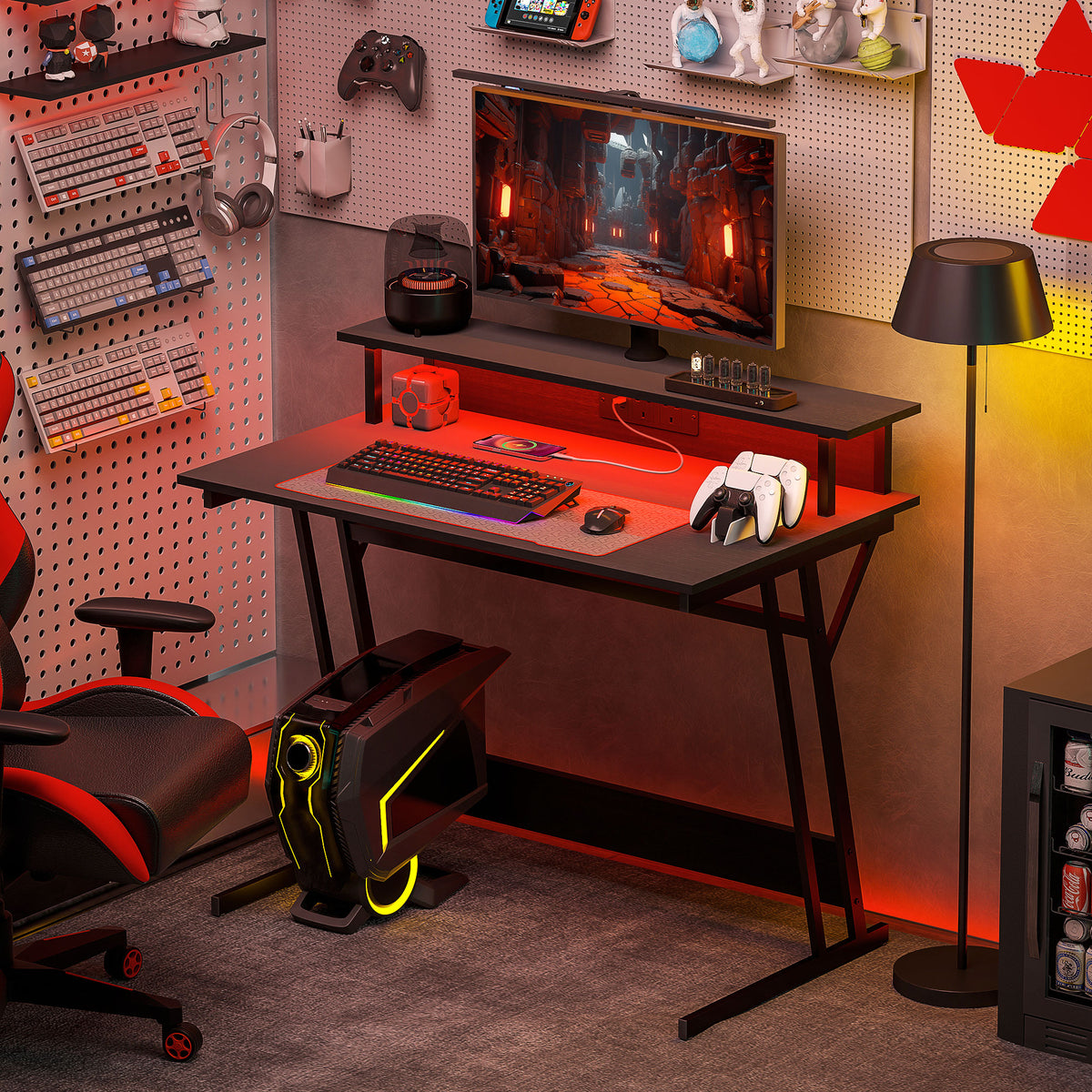 Two-Level LED Gaming Desk