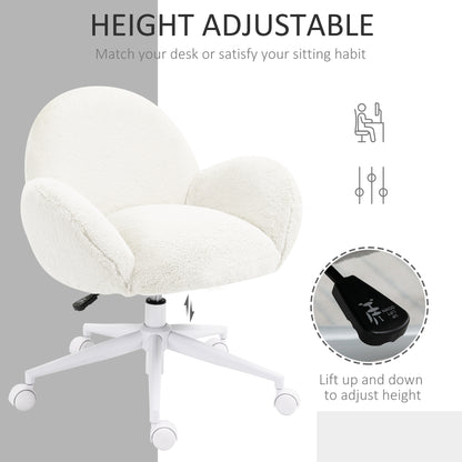 Makeup Vanity Chair, Cute Fluffy Desk Chair with Rolling Wheels for Bedroom Living Room