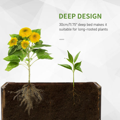 Wooden Raised Garden Bed, 100 x 38.5 x 40cm Elevated Planter Box, Outdoor Flower Bed with Drainage Gaps, Easy Assembly, Natural