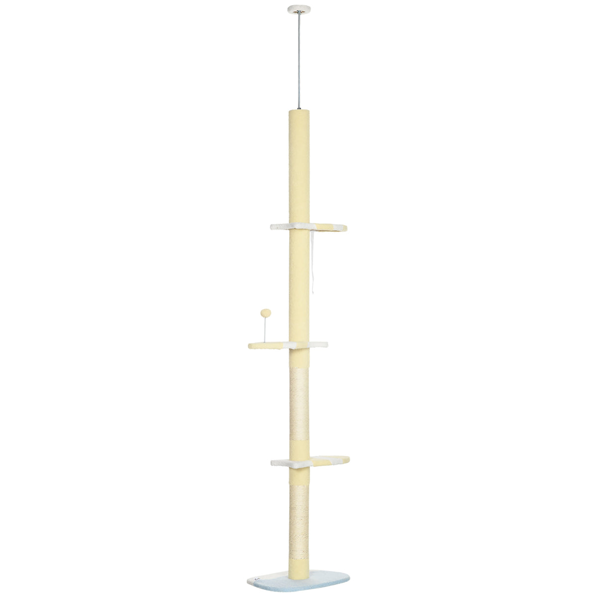 260cm Adjustable Floor-To-Ceiling Cat Tree w/ Anti-Tipping Kit, Toy Ball