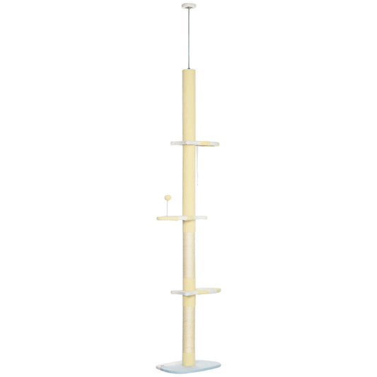 260cm Adjustable Floor-To-Ceiling Cat Tree w/ Anti-Tipping Kit, Toy Ball