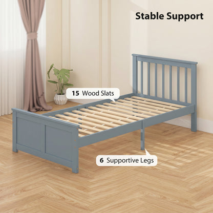 Pine Storage Bed, 3ft Single Solid Wooden Bed Frame with Drawers, Headboard, Wood Slat Support