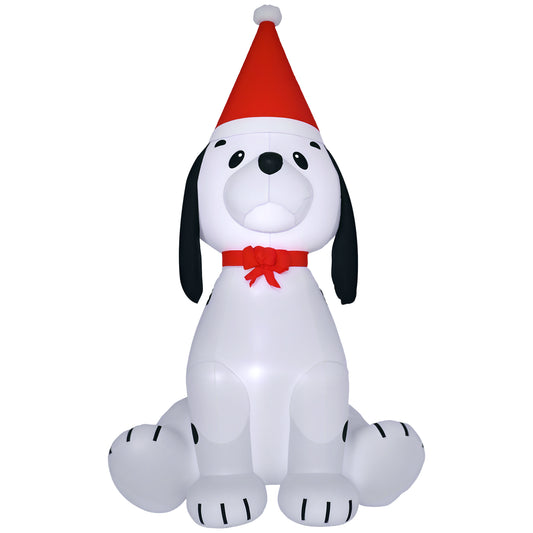 6ft Inflatable Christmas Puppy Dog Wearing Santa Hat Lighted Outdoor Decoration Blow Up Decor for Holiday Indoor