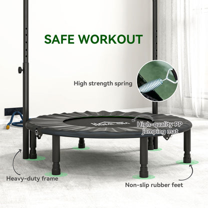 40" Foldable Mini Fitness Trampoline, with Adjustable Foam Handle, Green
