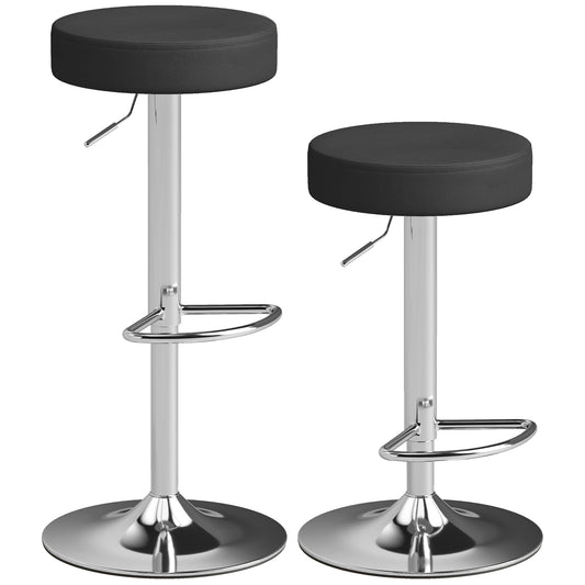 Bar Stools Set of 2, Modern PU Leather Swivel Barstools, Height Adjustable Breakfast Bar Chairs with Footrest