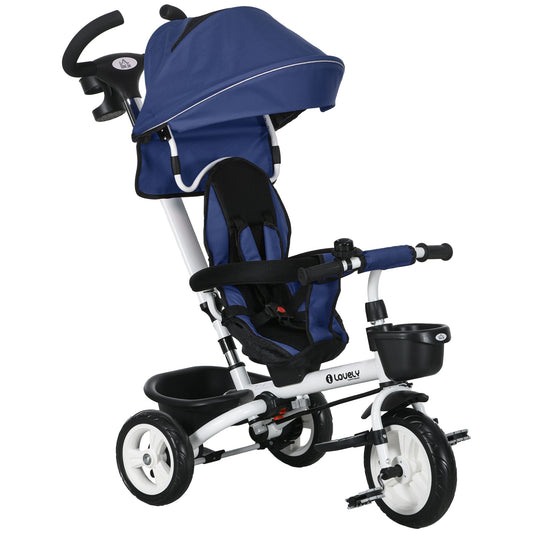 Metal Frame 6 in 1 Baby Push Tricycle with Parent Handle for 1-5 Years Old