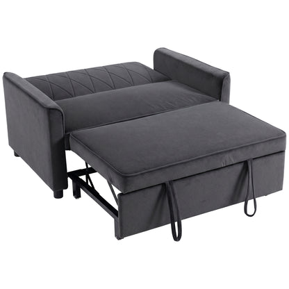 2 Seater Sofa Bed, 3-in-1 Convertible Pull Out Sleeper Sofa with Click-Clack Adjustable Backrest