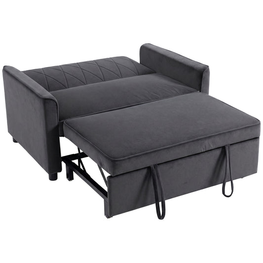 2 Seater Sofa Bed, 3-in-1 Convertible Pull Out Sleeper Sofa with Click-Clack Adjustable Backrest