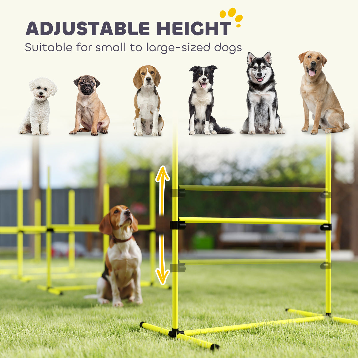 4 Pieces Dog Agility Training Equipment, Adjustable Height Jumps Hurdle with Carrying Bag for Outdoor