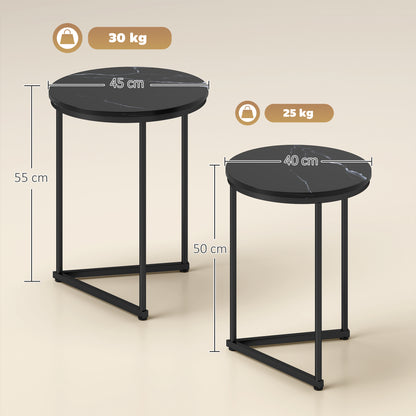 Set of Two Marble-Effect Nest of Tables