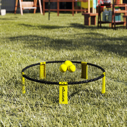 Spike Game Set, Mini Beach Games Set with Net, 3 Balls and Ball Pump, Portable with Carrying Bag for Outdoor Team Sports, Yellow