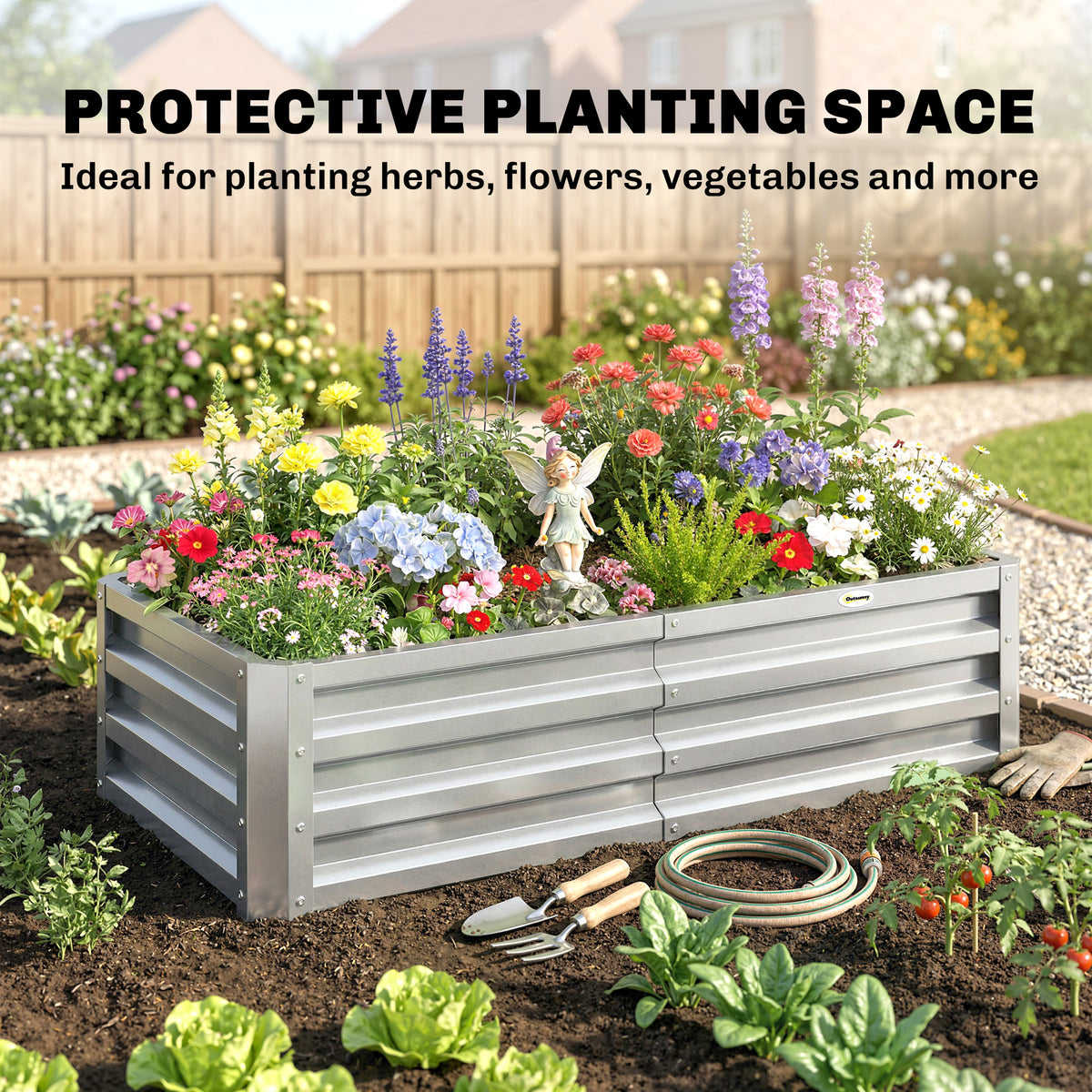 Raised Beds for Garden, Galvanized Outdoor Planters, for Herbs and Vegetables, Use for Patio, Backyard, Balcony, Silver