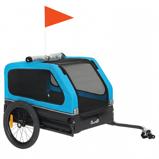 Dog Bike Trailer with Flip-Down Ramp Tailgate, Quick Release Frame, Universal Bicycle Coupler, Reflectors