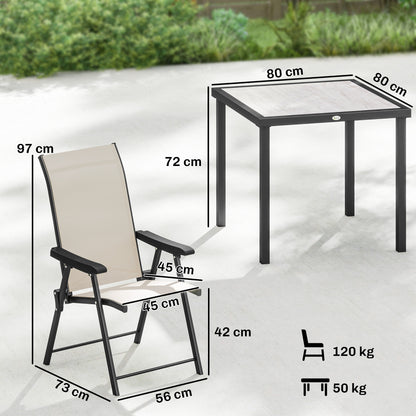 5 Pieces Outdoor Dining Set, Garden Dining Set for 4 with Square Table and Folding Chairs