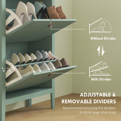 Modern Two-Drawer Shoe Cabinet - Green