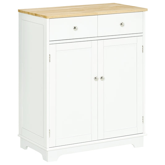 Kitchen Floor Cabinet Side Storage Cupboard Multi-use Sideboard Table with Solid Wood Top, Adjustable Shelf, Drawer for Dining Room, Living Room