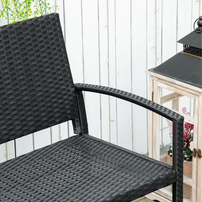 2 Seater Poly Rattan Garden Bench, All Weather Wicker Garden Loveseat, Outdoor Seating Bench with 240 Load Capacity, Backrest and Armrests for Patio, Terrace, Balcony