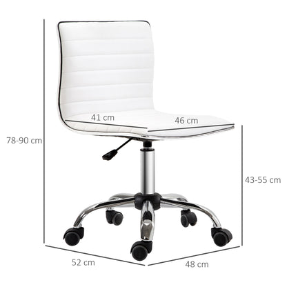Adjustable Swivel Office Chair with Armless Mid-Back in PU Leather and Chrome Base