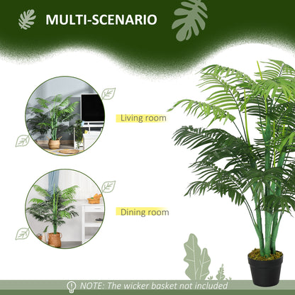 125cm/4FT Artificial Palm Plant Decorative Tree with Nursery Pot, Fake Plastic Indoor Home Office Décor, Green