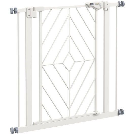 Pressure Fit Stair Gate, Dog Gate, with Auto Closing Door, Double Locking, Easy Installation, Openings 74-80cm - White