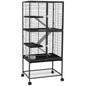 Rolling Chinchilla Cage, Small Animal Cage for Ferrets w/ Three Doors, Storage, Shelf, Tray, Bowl, Water Bottle