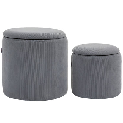Set of Two Corduroy Storage Ottomans