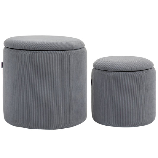 Set of Two Corduroy Storage Ottomans