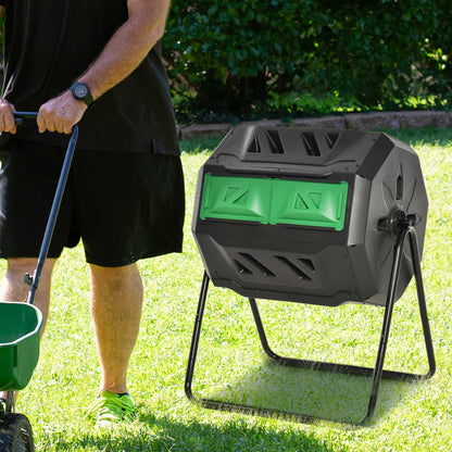 160L 360° Rotating Dual Chamber Composter