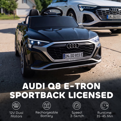 Audi Q8 etron Sportback Licensed Ride on Car with Remote Control, Four-Wheel Suspension, Soft Start for Ages 3-4