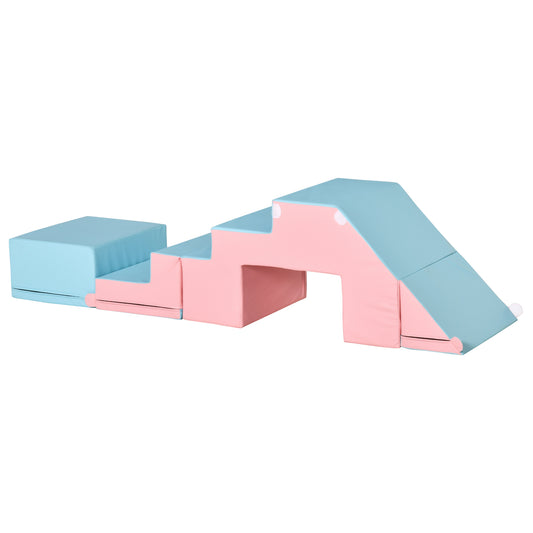 2-piece Soft Play Set, Baby Foam Climber Block for Toddler 1-3 Years, Pink Blue