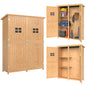 Wooden Garden Shed with Two Windows, Tool Storage Cabinet, Outdoor Double Door Organizer 127.5W x 50D x 164H cm, Natural