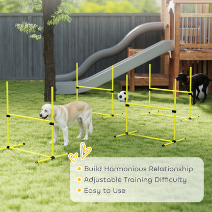 4 Pieces Dog Agility Training Equipment, Adjustable Height Jumps Hurdle with Carrying Bag for Outdoor